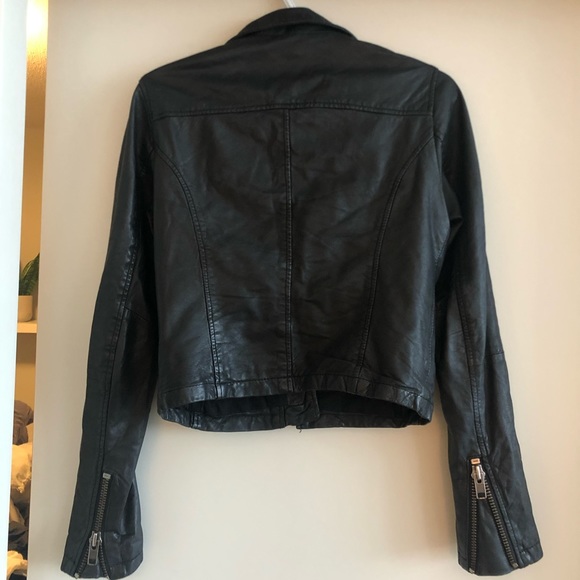 Top shop vegan leather Moto jacket black size 4 - Picture 2 of 7